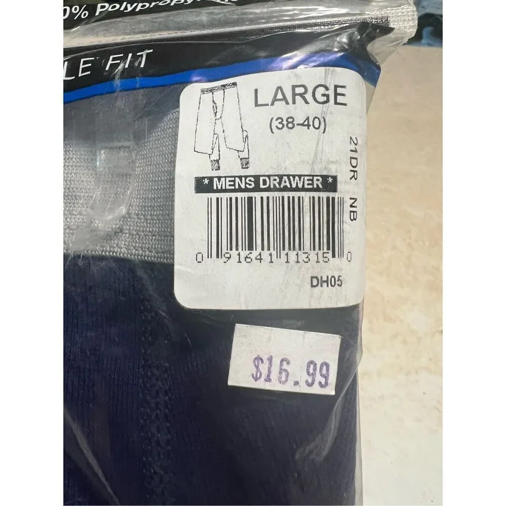 INDERA Men’s Rib Knit Thermal Pants (1) & Shirts (2) Sz L   Navy NIP